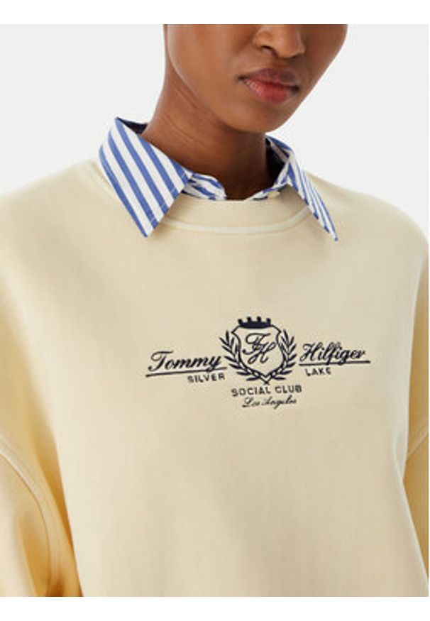 TOMMY HILFIGER - Tommy Hilfiger Bluza Crest Embroidery WW0WW48733 Beżowy Relaxed Fit. Kolor: beżowy. Materiał: bawełna