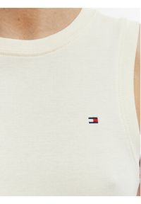 TOMMY HILFIGER - Tommy Hilfiger T-Shirt WW0WW49250 Écru Slim Fit. Kolor: kremowy. Materiał: bawełna #5