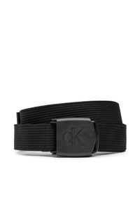 Calvin Klein Jeans Pasek Męski Logo Plaque Webbing Belt K50K510160 Czarny. Kolor: czarny. Materiał: materiał #1