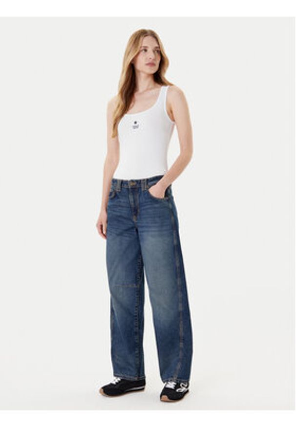 Guess Jeans Top W4YP48 KA0H1 Biały Regular Fit. Kolor: biały. Materiał: bawełna