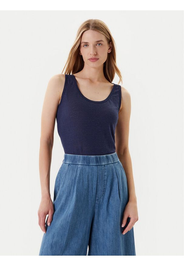 United Colors of Benetton - United Colors Of Benetton Top 37UJE8398 Granatowy Regular Fit. Kolor: niebieski. Materiał: len