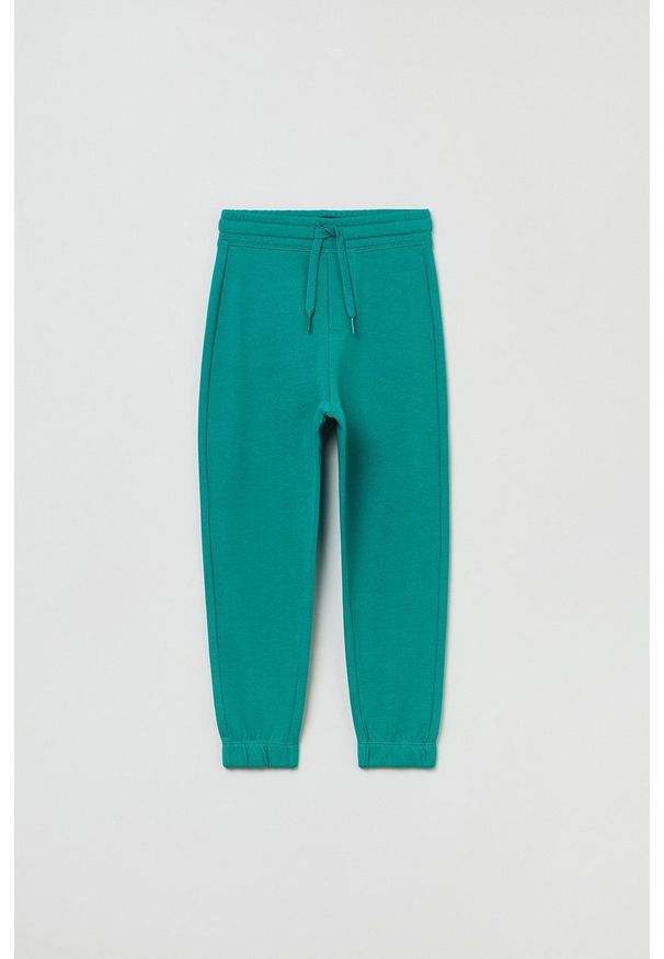 OVS spodnie dresowe dziecięce kolor zielony gładkie. Okazja: na co dzień. Kolor: zielony. Materiał: dresówka. Wzór: gładki. Styl: casual