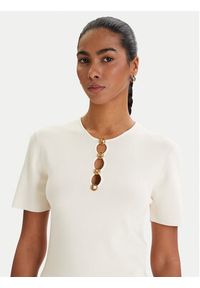 Karl Lagerfeld - KARL LAGERFELD Bluzka B1W18014 Écru Slim Fit. Typ kołnierza: dekolt w karo. Materiał: wiskoza #3