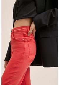mango - Mango jeansy Sienna damskie high waist. Stan: podwyższony. Kolor: czerwony