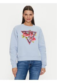 Guess Bluza W4YQ26 K9Z21 Błękitny Regular Fit. Kolor: niebieski. Materiał: bawełna, syntetyk