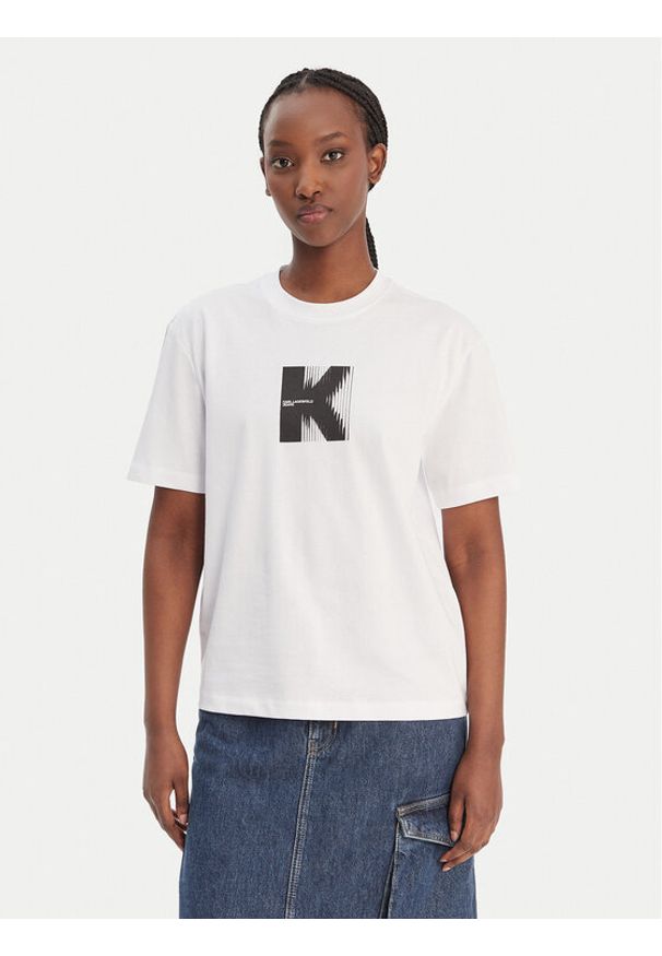 Karl Lagerfeld Jeans T-Shirt B1W17055 Biały Relaxed Fit. Kolor: biały. Materiał: bawełna