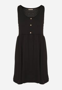 Born2be - Czarna Sukienka o Rozkloszowanym Kroju na Szerokich Ramiączkach z Guzikami Jenovira. Okazja: na co dzień. Kolor: czarny. Długość rękawa: na ramiączkach. Styl: casual #5