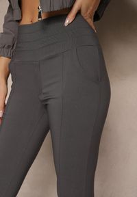 Renee - Ciemnoszare Spodnie Skinny High Waist Kolanira. Stan: podwyższony. Kolor: szary. Materiał: tkanina #3