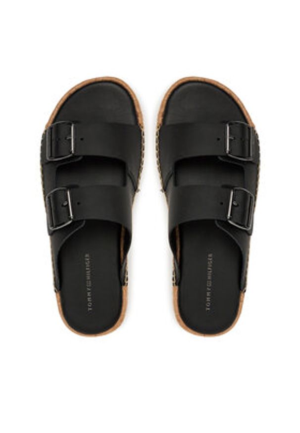 TOMMY HILFIGER - Tommy Hilfiger Espadryle Flex Jutte Hilfiger Lth Sandal FM0FM05646 Czarny. Kolor: czarny. Materiał: skóra