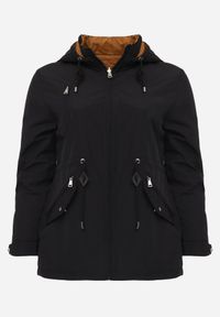 Born2be - Czarna Przejściowa Kurtka Dwustronna o Kroju Parki z Pikowaniem Wewnątrz Zidelle. Typ kołnierza: kaptur. Kolor: czarny. Materiał: poliester, jeans. Styl: sportowy #8