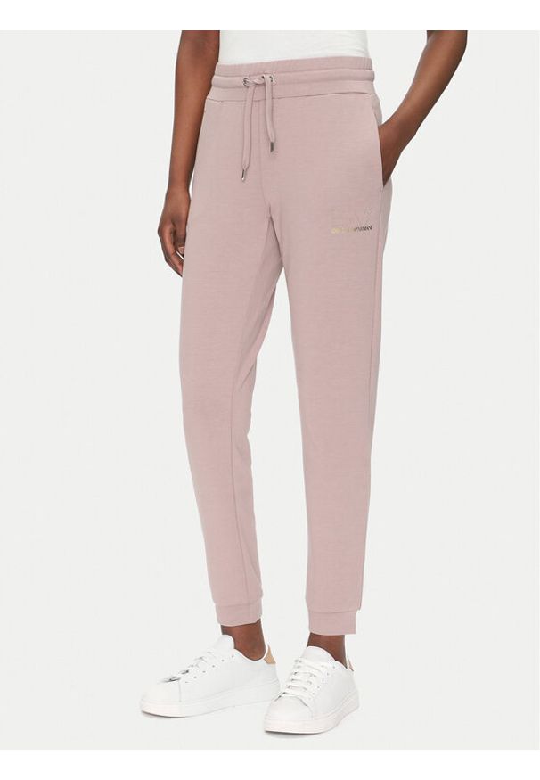 EA7 Emporio Armani Spodnie dresowe 8NTP66 TJ9RZ U4079 Różowy Regular Fit. Kolor: różowy. Materiał: syntetyk