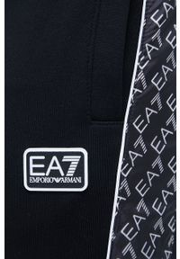 EA7 Emporio Armani spodnie dresowe bawełniane 3LPP54.PJEQZ męskie kolor czarny z aplikacją. Kolor: czarny. Materiał: bawełna, dresówka. Wzór: aplikacja #2