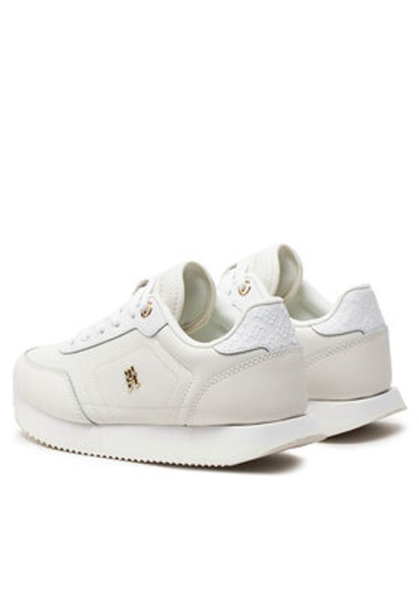 TOMMY HILFIGER - Tommy Hilfiger Sneakersy Elevated Essent Runner Monogram FW0FW08285 Biały. Kolor: biały. Materiał: skóra