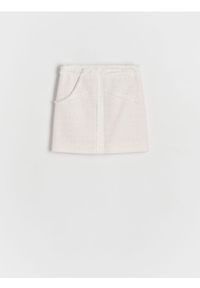 Reserved - Tweedowa spódnica - pastelowy róż. Kolor: różowy. Materiał: tkanina. Długość: mini