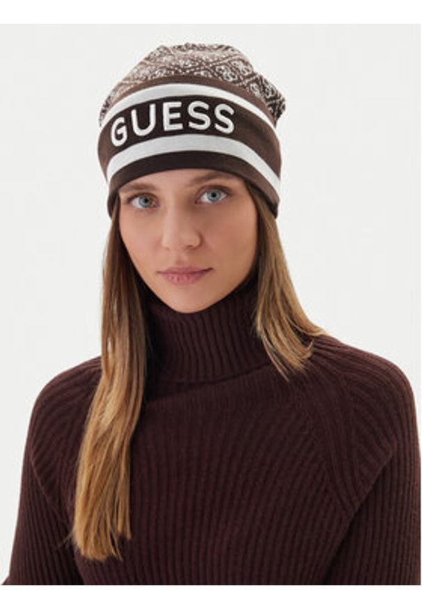 Guess Czapka W4BZ21 Z3JD2 Brązowy. Kolor: brązowy. Materiał: poliester