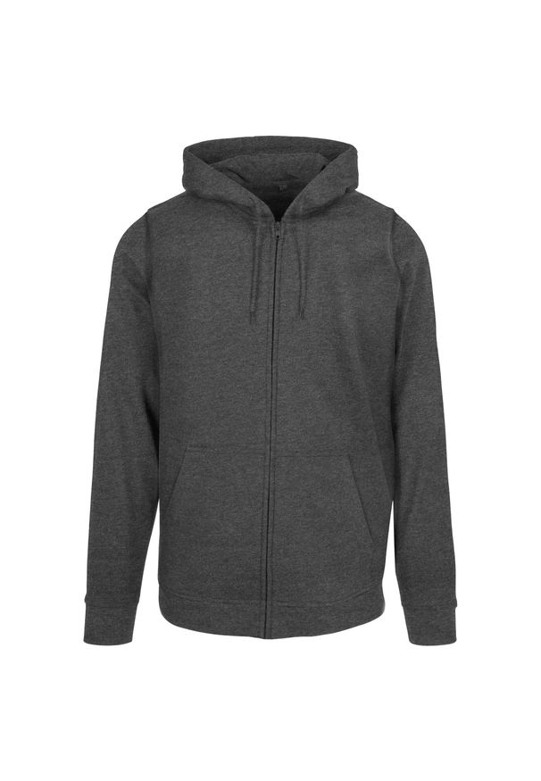 BUILD YOUR BRAND - Bluza Z Kapturem Unisex Dla Dorosłych Pełen Suwak Basic. Typ kołnierza: kaptur. Kolor: wielokolorowy, szary, brązowy
