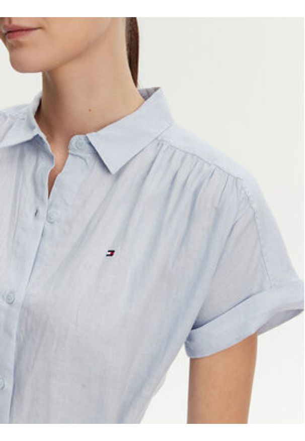 TOMMY HILFIGER - Tommy Hilfiger Sukienka koszulowa Ess WW0WW44653 Błękitny Regular Fit. Kolor: niebieski. Materiał: len. Typ sukienki: koszulowe