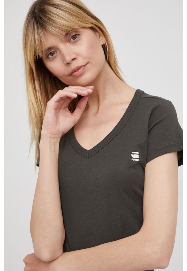 G-Star RAW - G-Star Raw t-shirt bawełniany kolor zielony. Kolor: zielony. Materiał: bawełna. Wzór: gładki