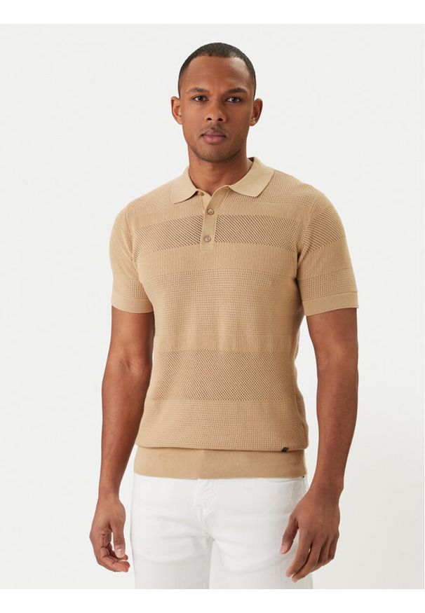 Karl Lagerfeld - KARL LAGERFELD Polo 655009 562301 Beżowy Regular Fit. Typ kołnierza: polo. Kolor: beżowy. Materiał: bawełna