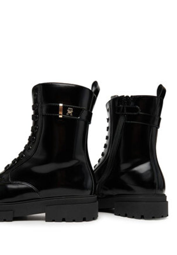 TOMMY HILFIGER - Tommy Hilfiger Trapery Lace-Up Bootie T4A5-34028-1453 D Czarny. Kolor: czarny. Materiał: skóra