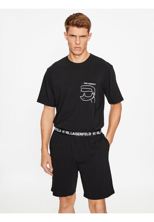 Karl Lagerfeld - KARL LAGERFELD Piżama Ikonik 2.0 Pkt Short Pj Set 230M2106 Czarny Regular Fit. Kolor: czarny. Materiał: bawełna