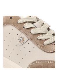 Sneakersy damskie S.Barski, sportowe ze skóry naturalnej wstawki zamszowe perforowana cholewka sznurowane lekka podeszwa casual, beżowe, LR61-7091. Okazja: na co dzień. Zapięcie: sznurówki. Kolor: beżowy. Materiał: skóra, zamsz. Szerokość cholewki: normalna. Sport: turystyka piesza #4