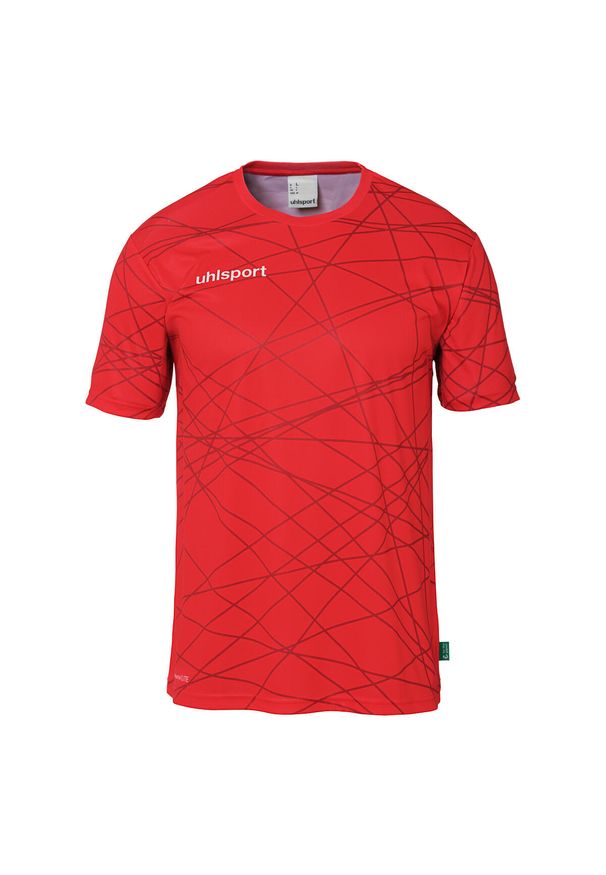 UHLSPORT - Koszulka Uhlsport Prediction. Kolor: czerwony, wielokolorowy, czarny. Materiał: jersey. Wzór: napisy, nadruk. Sport: piłka nożna