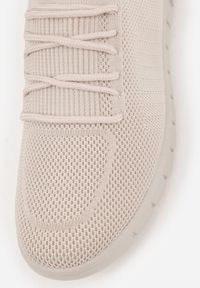 Born2be - Beżowe Sznurowane Buty Sportowe Sneakersy z Siateczki Caeolea. Okazja: na co dzień. Kolor: beżowy. Materiał: jeans. Sport: fitness, joga i pilates #6