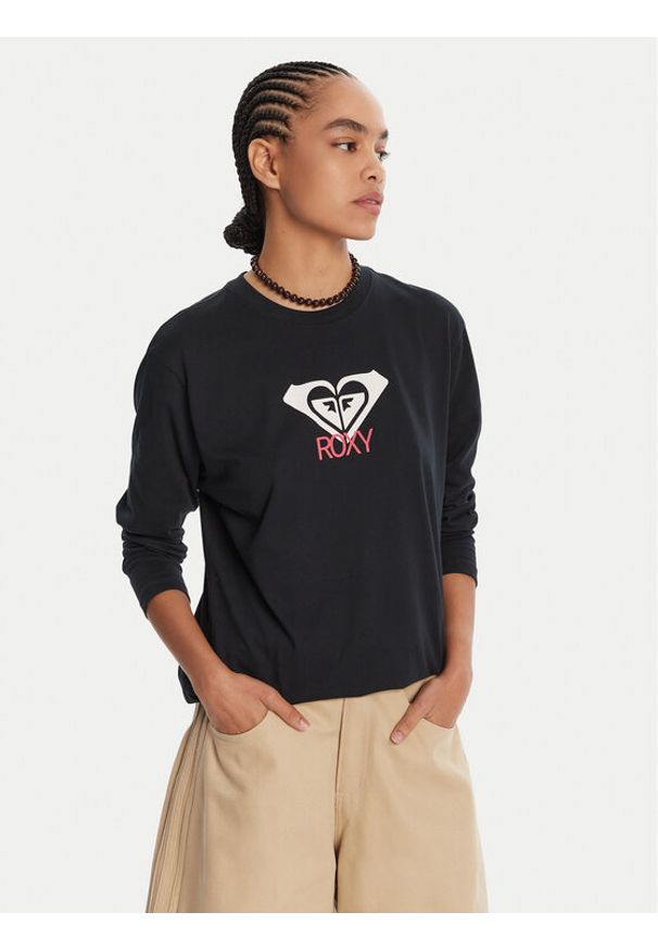 Roxy Bluzka Hangloose Art Ls ERJZT06035 Czarny Regular Fit. Kolor: czarny. Materiał: bawełna