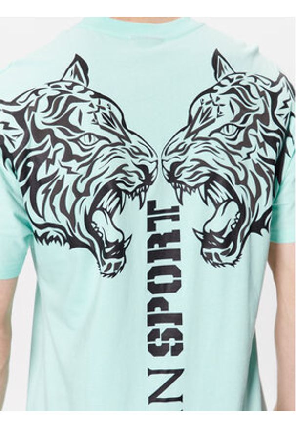 Plein Sport T-Shirt SACC MTK6034 SJY001N Zielony Regular Fit. Kolor: zielony. Materiał: bawełna. Styl: sportowy