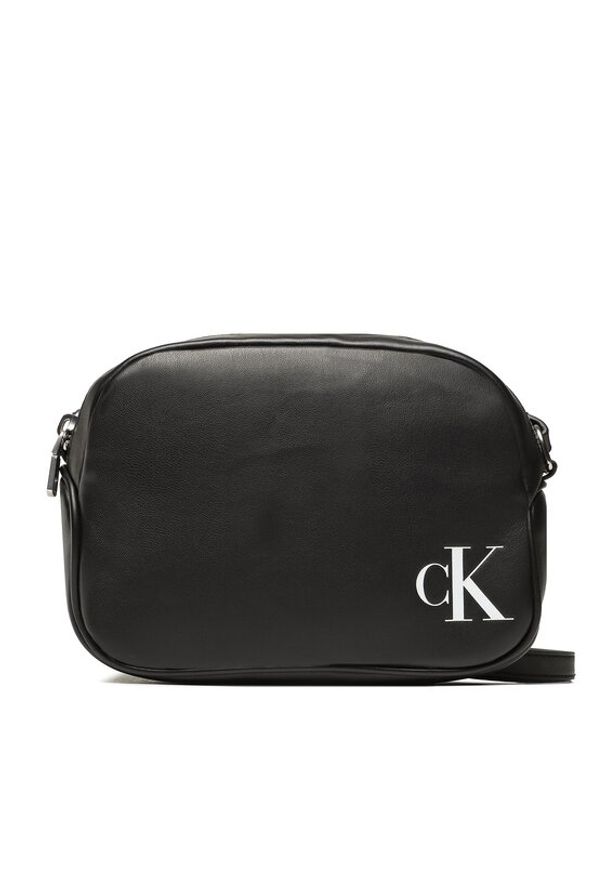 Calvin Klein Jeans Torebka Sleek Camera Bag20 Solid K60K610089 Czarny. Kolor: czarny. Materiał: skórzane