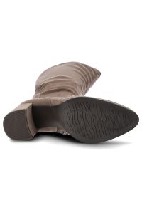 Szare Kozaki Marco Tozzi Eleganckie Obuwie Damskie. Okazja: na co dzień. Kolor: szary. Materiał: materiał. Sezon: zima, jesień. Obcas: na obcasie. Styl: elegancki. Wysokość obcasa: średni #5