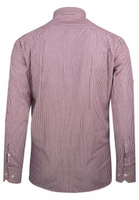 Ravanelli - Modna Koszula z Kołnierzykiem na Guziki - Czerwona W Prążek. Typ kołnierza: button down. Kolor: czerwony. Materiał: bawełna. Wzór: prążki #2