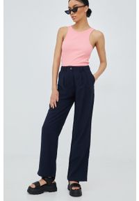 JDY spodnie damskie kolor granatowy szerokie high waist. Stan: podwyższony. Kolor: niebieski. Materiał: tkanina