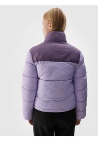4f - 4F Kurtka puchowa z wypełnieniem syntetycznym damska - fioletowa S. Okazja: na co dzień. Typ kołnierza: kołnierzyk stójkowy. Kolor: fioletowy. Materiał: syntetyk, puch. Długość: długie. Wzór: gładki. Sezon: zima. Styl: klasyczny, casual, sportowy #2