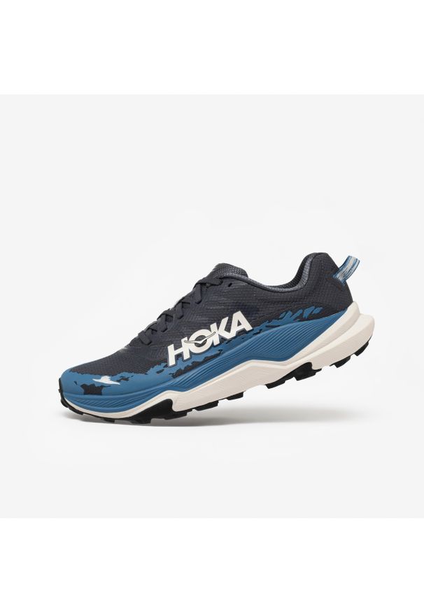 Decathlon - Buty do biegania w terenie męskie Hoka Torrent 4. Kolor: czarny, niebieski, wielokolorowy. Materiał: kauczuk, poliester. Szerokość cholewki: normalna. Sport: bieganie