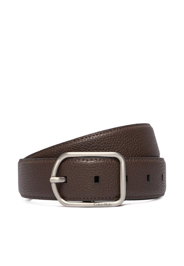Calvin Klein Pasek Męski Round Buckle 35Mm LV04D7024G Brązowy. Kolor: brązowy. Materiał: skóra