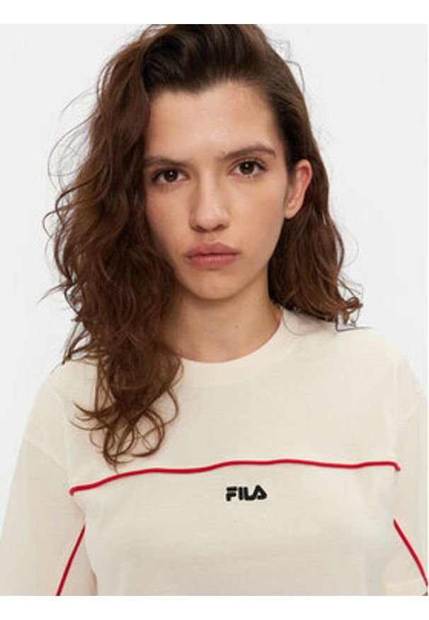 Fila T-Shirt Loobu FAW0908 Écru Regular Fit. Materiał: bawełna