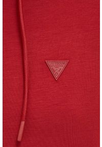 Guess bluza damska kolor czerwony z kapturem z nadrukiem. Typ kołnierza: kaptur. Kolor: czerwony. Materiał: materiał, dzianina, wiskoza. Wzór: nadruk #5