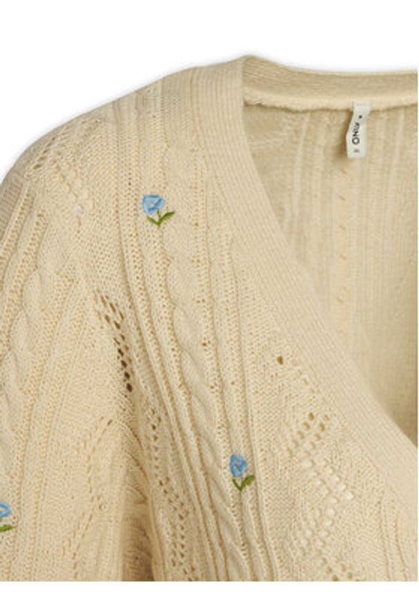 only - ONLY Kardigan Birtie 15363087 Beżowy Regular Fit. Kolor: beżowy. Materiał: bawełna