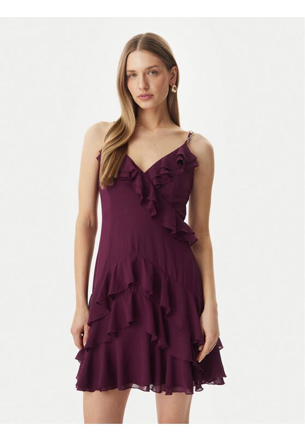 Morgan Sukienka koktajlowa 261-RDADOU Bordowy Regular Fit. Kolor: czerwony. Materiał: syntetyk. Styl: wizytowy