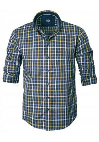Lekko Taliowana Koszula Sportowa, Button Down - Pako Jeans - Kolorowa Kratka. Okazja: na co dzień. Typ kołnierza: button down. Kolor: wielokolorowy. Materiał: bawełna. Wzór: kratka. Styl: sportowy #3