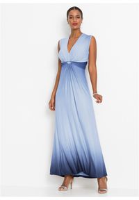bonprix - Sukienka z dżerseju z marszczeniem. Kolor: niebieski. Materiał: jersey. Styl: elegancki #3