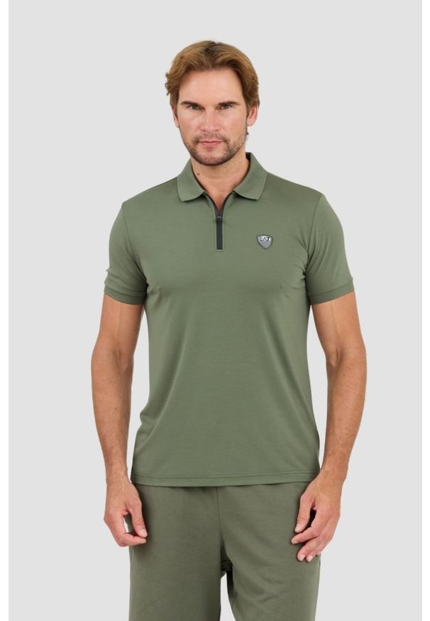 EA7 Emporio Armani - EA7 Zielona męska koszulka polo, Rozmiar L. Typ kołnierza: polo. Kolor: zielony