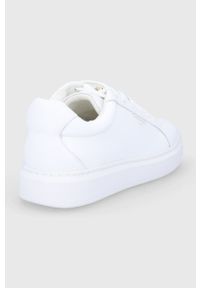 TwinSet - Twinset Buty skórzane kolor biały na płaskiej podeszwie. Nosek buta: okrągły. Zapięcie: sznurówki. Kolor: biały. Materiał: skóra. Obcas: na płaskiej podeszwie