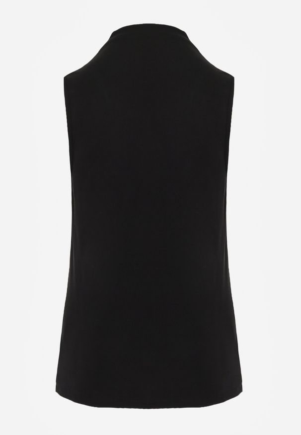 Born2be - Czarna Gładka Bluzka Bez Rękawów z Półgolfem Nedivra. Okazja: do pracy, na co dzień, na spotkanie biznesowe. Kolor: czarny. Materiał: elastan, materiał, jeans, poliester. Długość rękawa: bez rękawów. Wzór: gładki. Styl: elegancki, biznesowy, klasyczny, casual