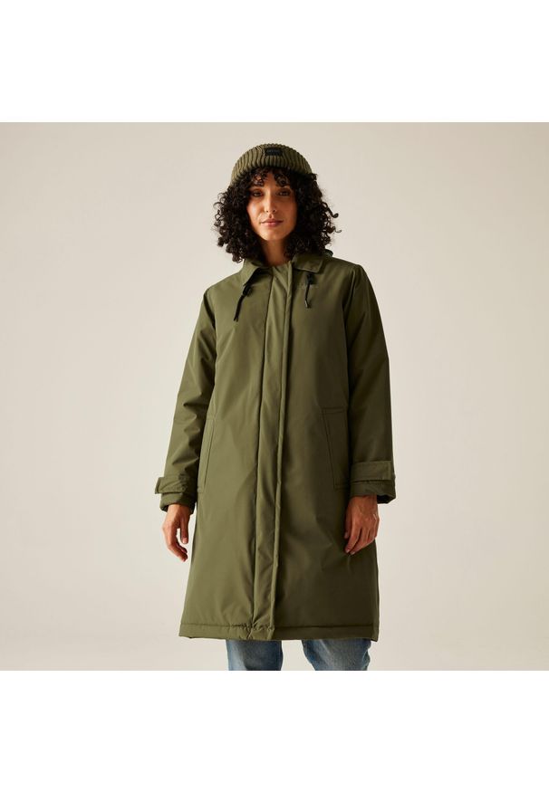 Regatta - Kurtka damska przeciwdeszczowa Mac Orla Kiely. Kolor: niebieski. Materiał: tkanina, puch. Wzór: aplikacja. Sport: turystyka piesza