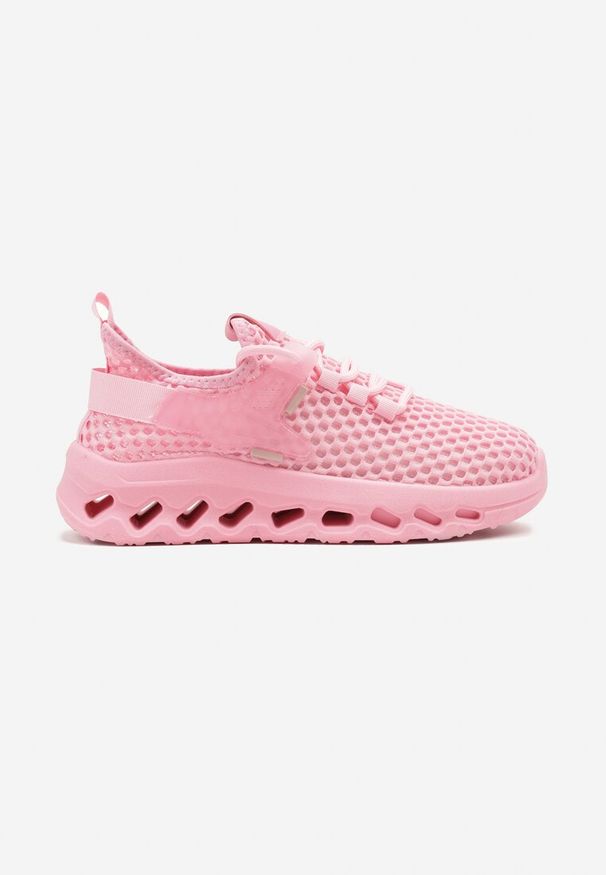 Renee - Fuksjowe Buty Sportowe Sneakersy Siateczkowe na Tłoczonej Platformie Lurilia. Okazja: na co dzień. Kolor: różowy. Materiał: jeans. Obcas: na platformie