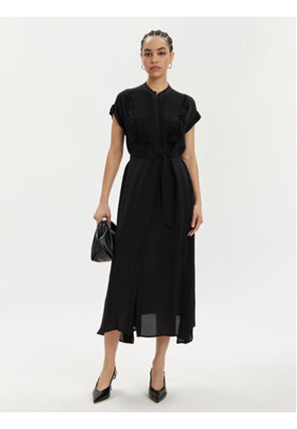 Marella Sukienka letnia Forma 2413221182 Czarny Relaxed Fit. Kolor: czarny. Materiał: jedwab, wiskoza. Sezon: lato