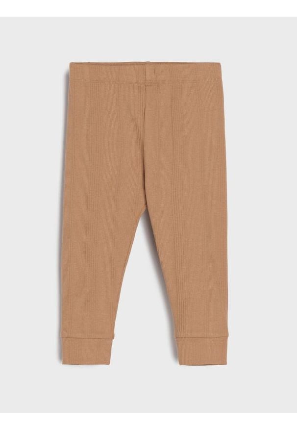 Sinsay - Legginsy prążkowane - brązowy. Kolor: brązowy. Materiał: prążkowany